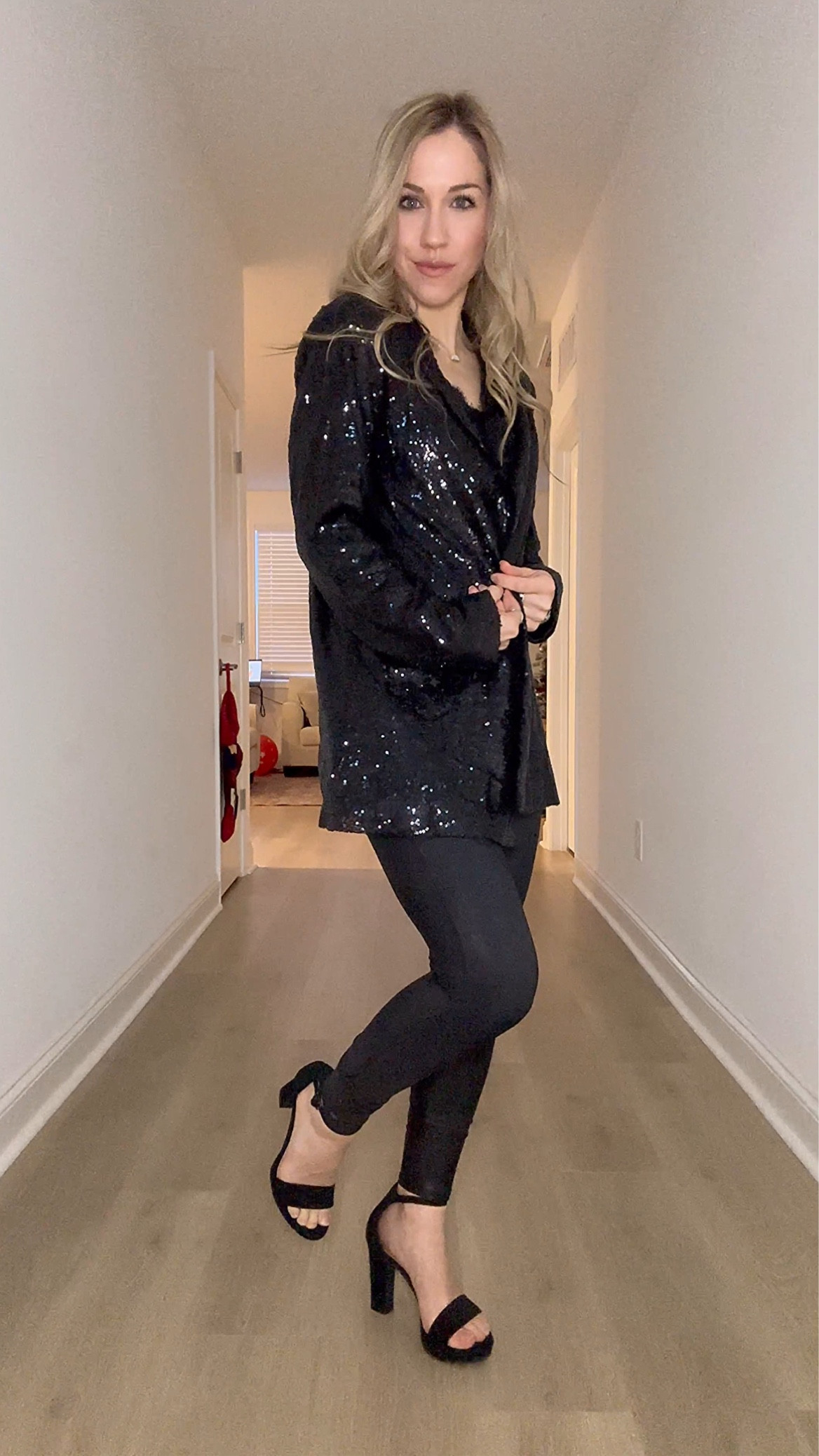 Black sequin sparkly blazer 
Oversized fit , party fashion , cocktail outfit 

#LTKfindsunder50 #LTKstyletip #LTKparties