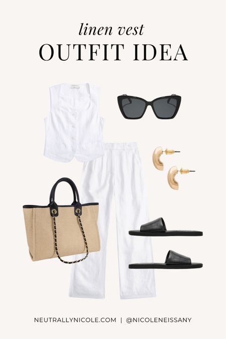 Casual linen vest outfit idea for spring/summer

// linen vest outfits, linen pants, linen wide leg pants, trouser pants, summer hat, summer outfit, summer outfits, spring outfit, spring outfits, casual date night outfit, brunch outfit, casual outfit, vacation outfit, travel outfit, linen vest trend, cat eye sunglasses, woven tote bag, slide sandals, teardrop earrings, summer trends, 2024 fashion trends, Abercrombie, Amazon fashion, neutral outfit, neutral fashion, neutral style, Nicole Neissany, Neutrally Nicole, neutrallynicole.com (5/17)

#liketkit #LTKFindsUnder100 #LTKFindsUnder50 #LTKStyleTip
