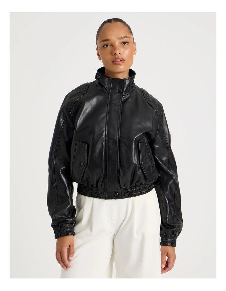 BlaqLeather Bomber Jacket in Black | Myer