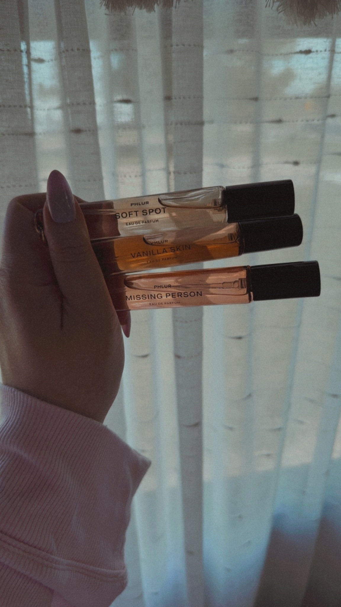 My current fragrance trio 🤍✨ These Phlur scents are perfect for switching it up depending on the mood 🤩 Soft, sweet, or a little flirty 🙌 can’t get enough of them lately 💕 phlur perfumes | fragrance trio | signature scent | everyday perfume | soft spot perfume | vanilla skin perfume | missing person perfume | perfume favorites | clean fragrance | subtle scent | long lasting perfume | luxury perfume | trending fragrances | scent layering | amazon beauty finds | beauty favorites | wearable fragrance | perfume collection inspo | giftable perfumes | self care essentials ✨

#LTKBeauty #LTKselfcare #LTKmorningroutine