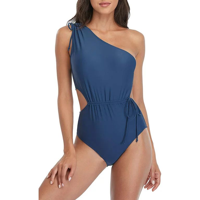 Women One Piece Swimsuits Cut Out One Shoulder Bathing Suits Padded Monokini Swimwear | Walmart (US)