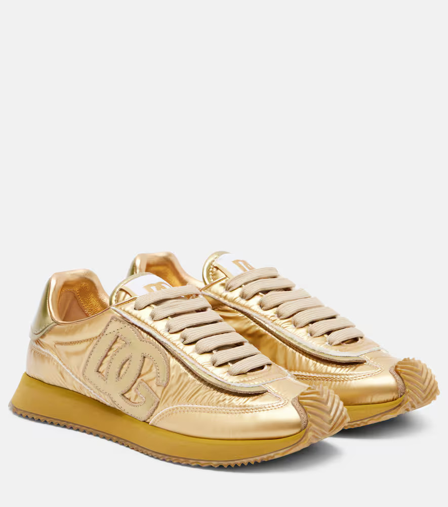 Dolce&Gabbana DG Cushion metallic leather sneakers | Mytheresa (US/CA)
