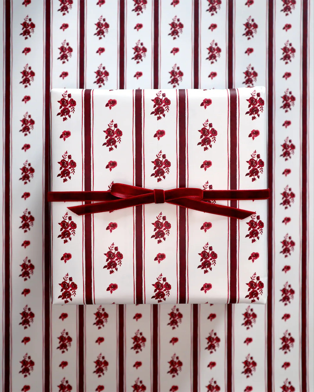 Gift Wrap Roll Rose Stripe in Burgundy Wine Red Classic Preppy Luxury Wrapping Paper 6ft Roll - E... | Etsy (US)