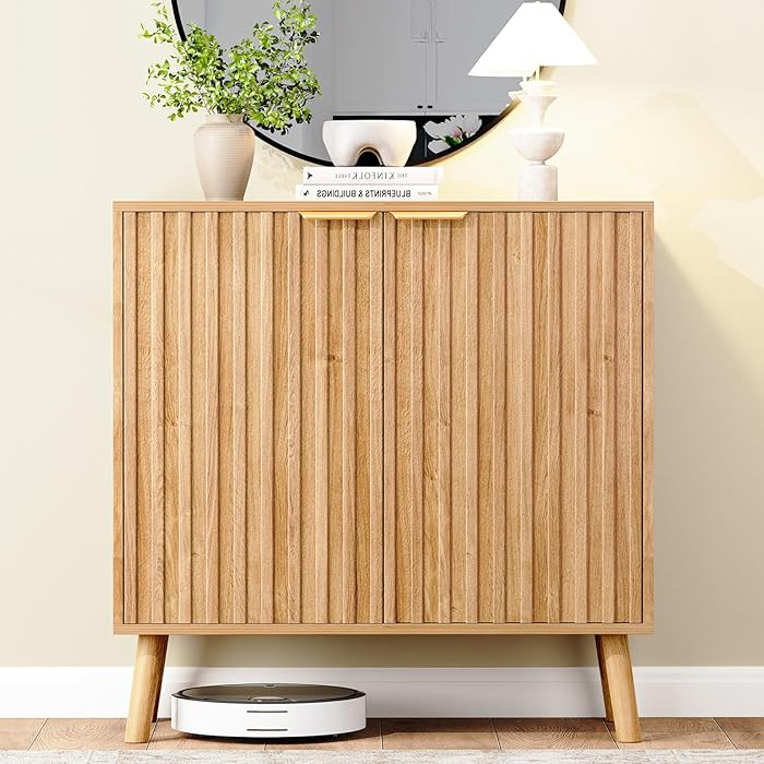 Fluted Storage Cabinet, Buffet Cabinet Sideboard, Modern Accent Cabinet Console Table for Entrywa... | Amazon (US)
