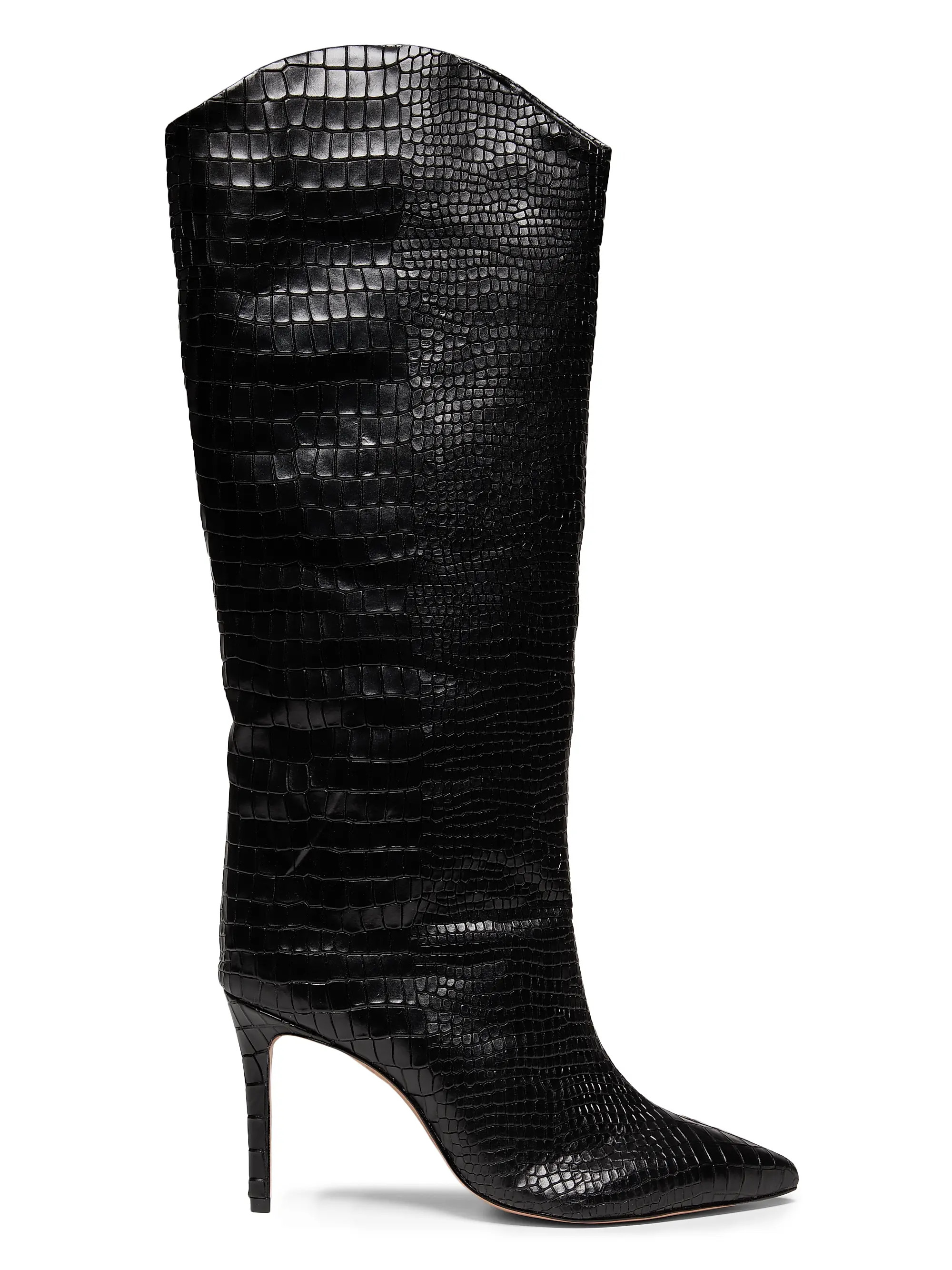 Maryana 90MM Croc-Embossed Leather Stiletto Boots | Saks Fifth Avenue