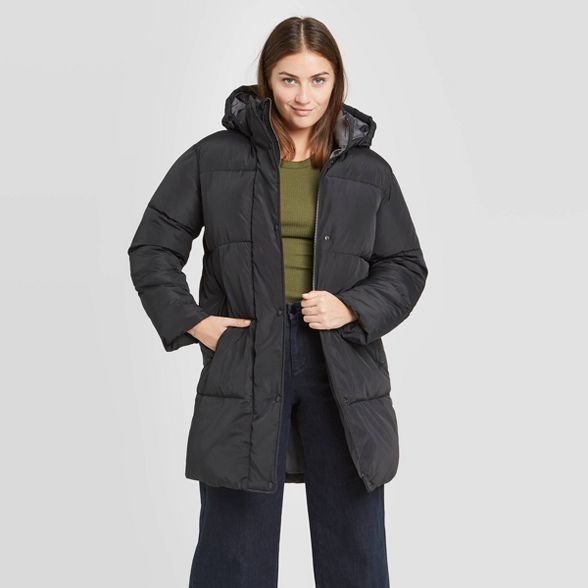 Women's Plaid Long Quilted Puffer Jacket - A New Day™ | Target