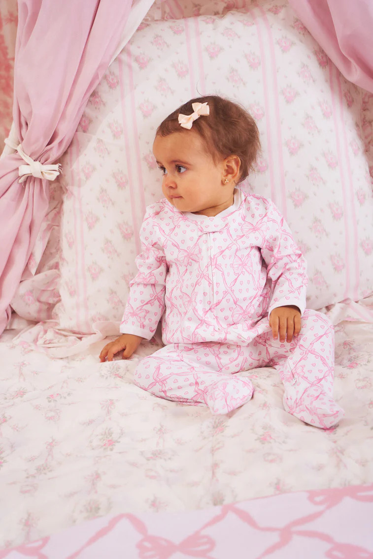 Roller Rabbit x LoveShackFancy Baby Bow Hearts Infant Zipper Footie | LOVESHACKFANCY