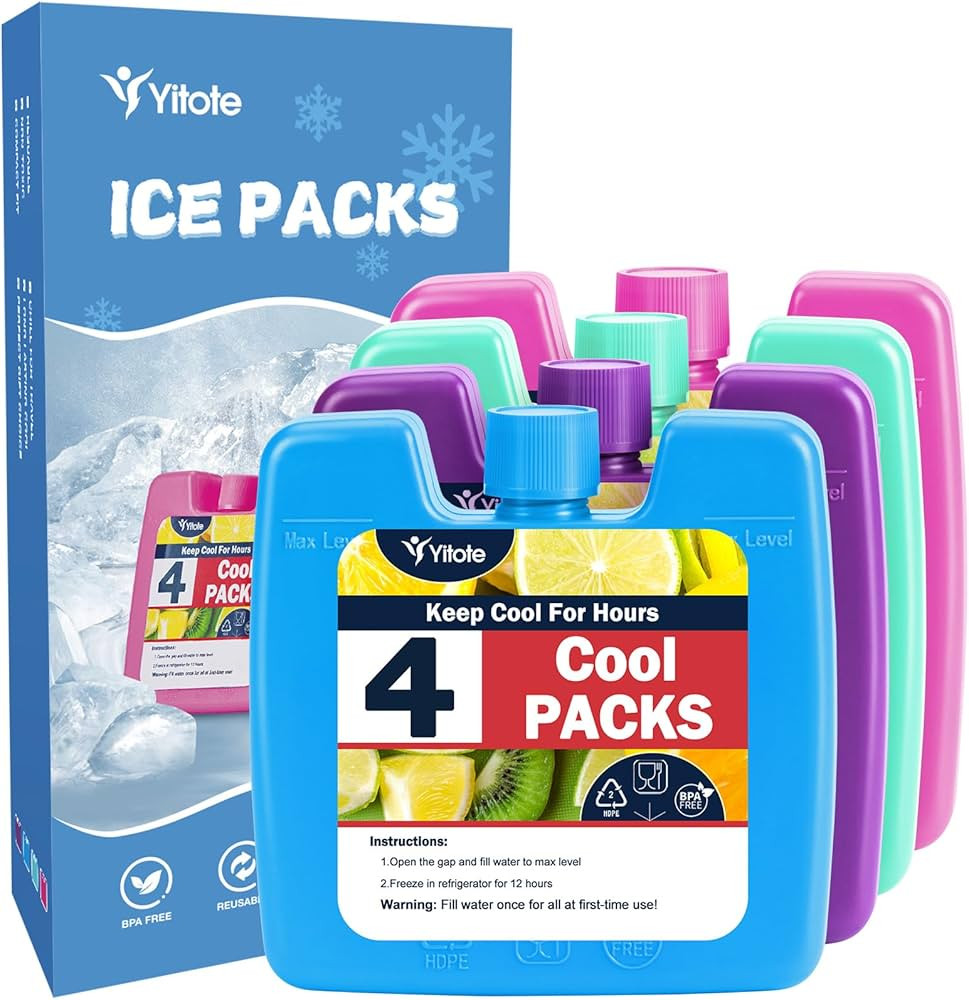 Yitote Ice Packs for Lunch Boxes,Ice Packs for Cooler Set of 4 Colorful Ice Packs for Lunch Bags ... | Amazon (US)