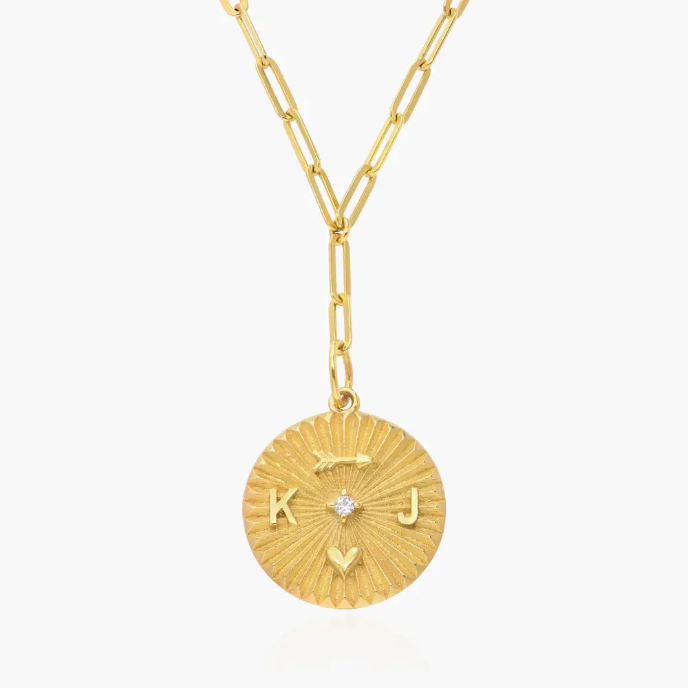 Tyra Initial Medallion Necklace with Diamond - Gold Vermeil | Oak & Luna (US)