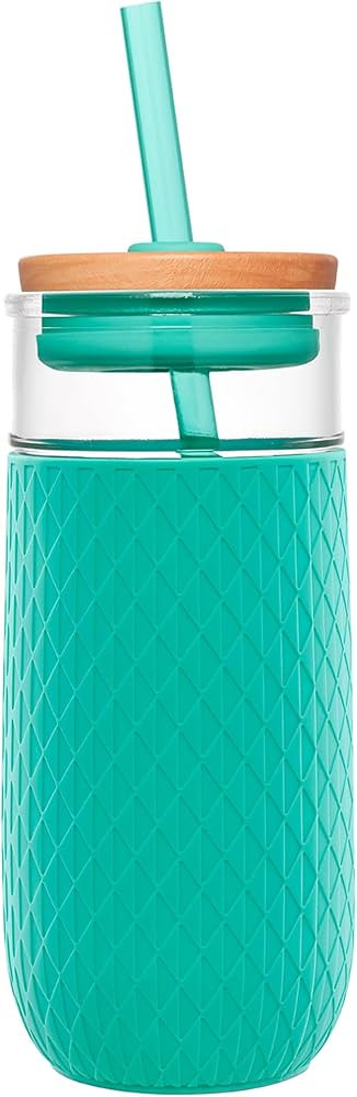 Ello Devon Glass Tumbler , Protective No Sweat Silicone Sleeve and Splash Proof Wooden Detail Lid... | Amazon (US)