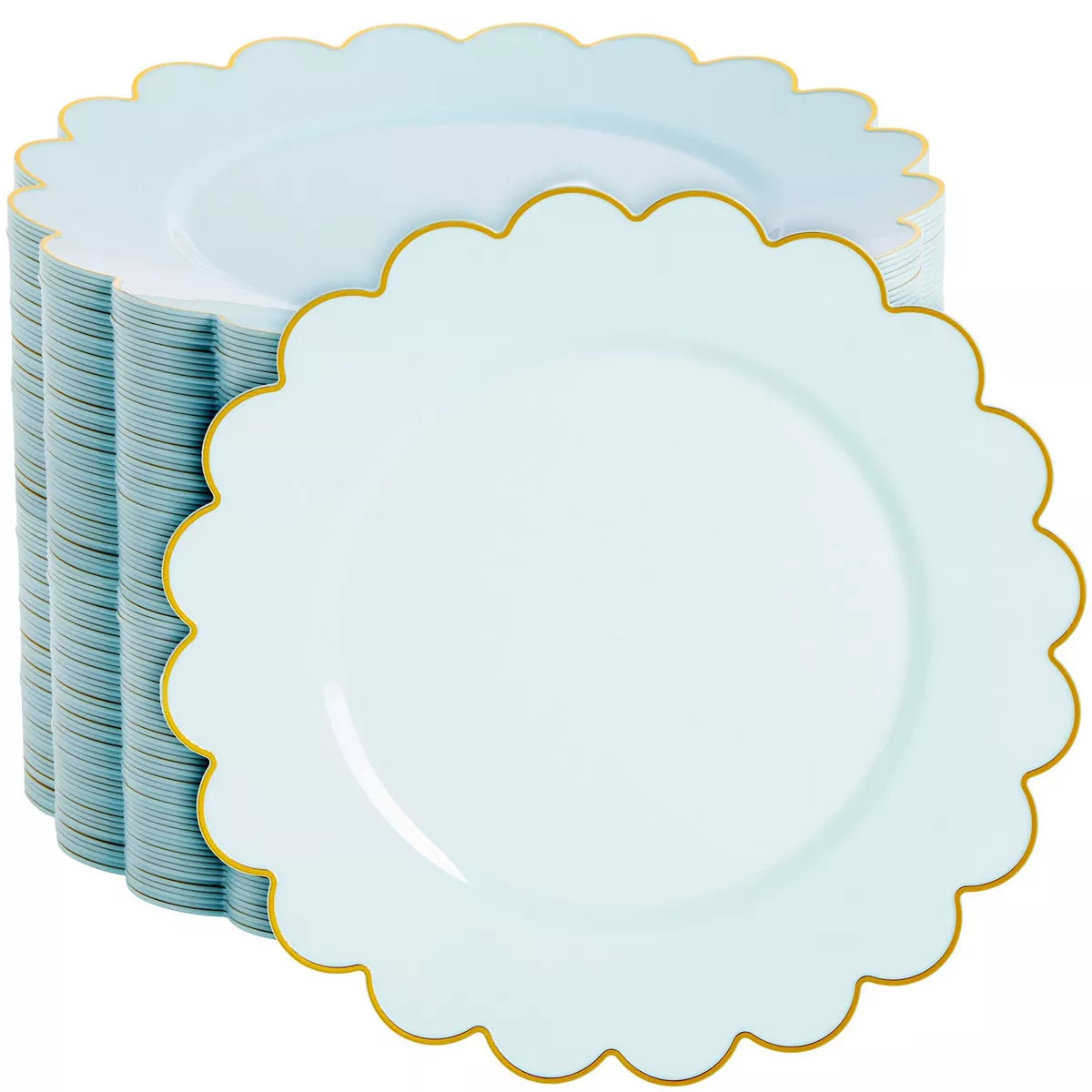 50-pack Baby Blue Scalloped Disposable Plates For Birthday, Baby Shower (9 In) | Kohl's