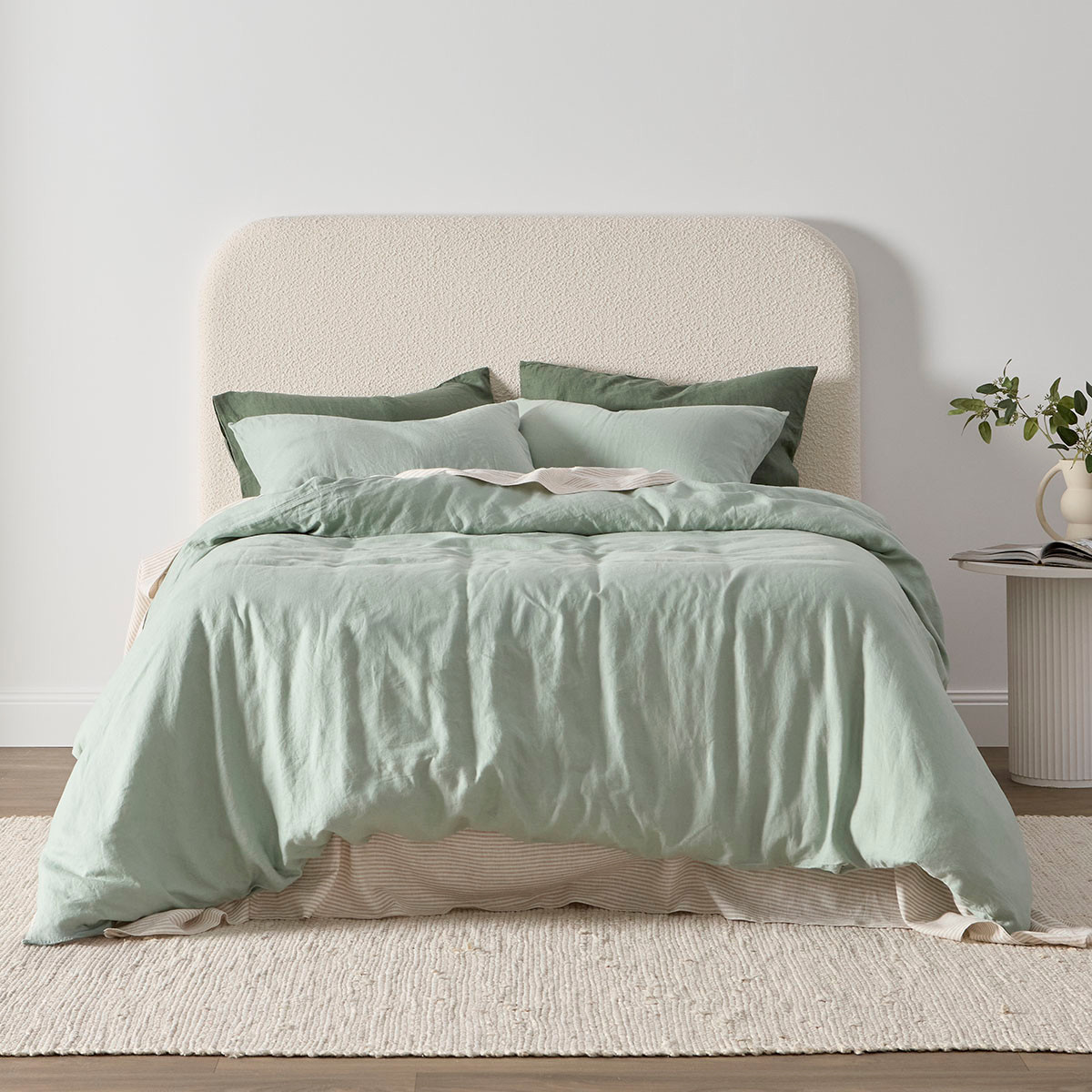 Washed Linen Sage Quilt Cover Set [MUSBLINEN20H] | Pillow Talk AU
