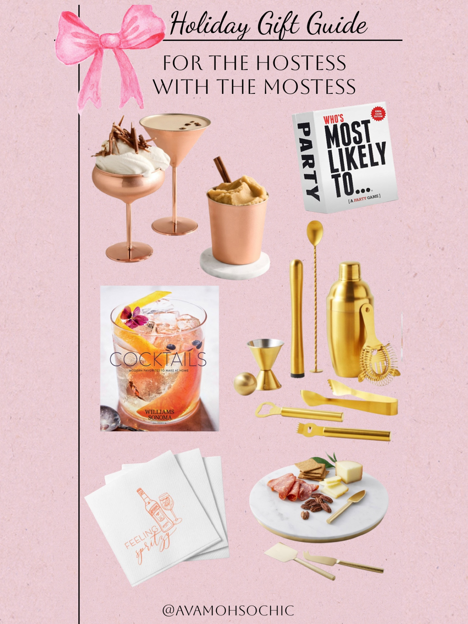 Gift Guide: for the Hostess with the Mostess 

avamohsochic|GiftGuide|GiftsForHer|GiftsForFamily|GiftsForFriends|BarWare|Cocktail|Games