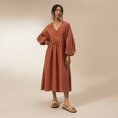Rust RI Studio cotton oversized dress | River Island (UK & IE)