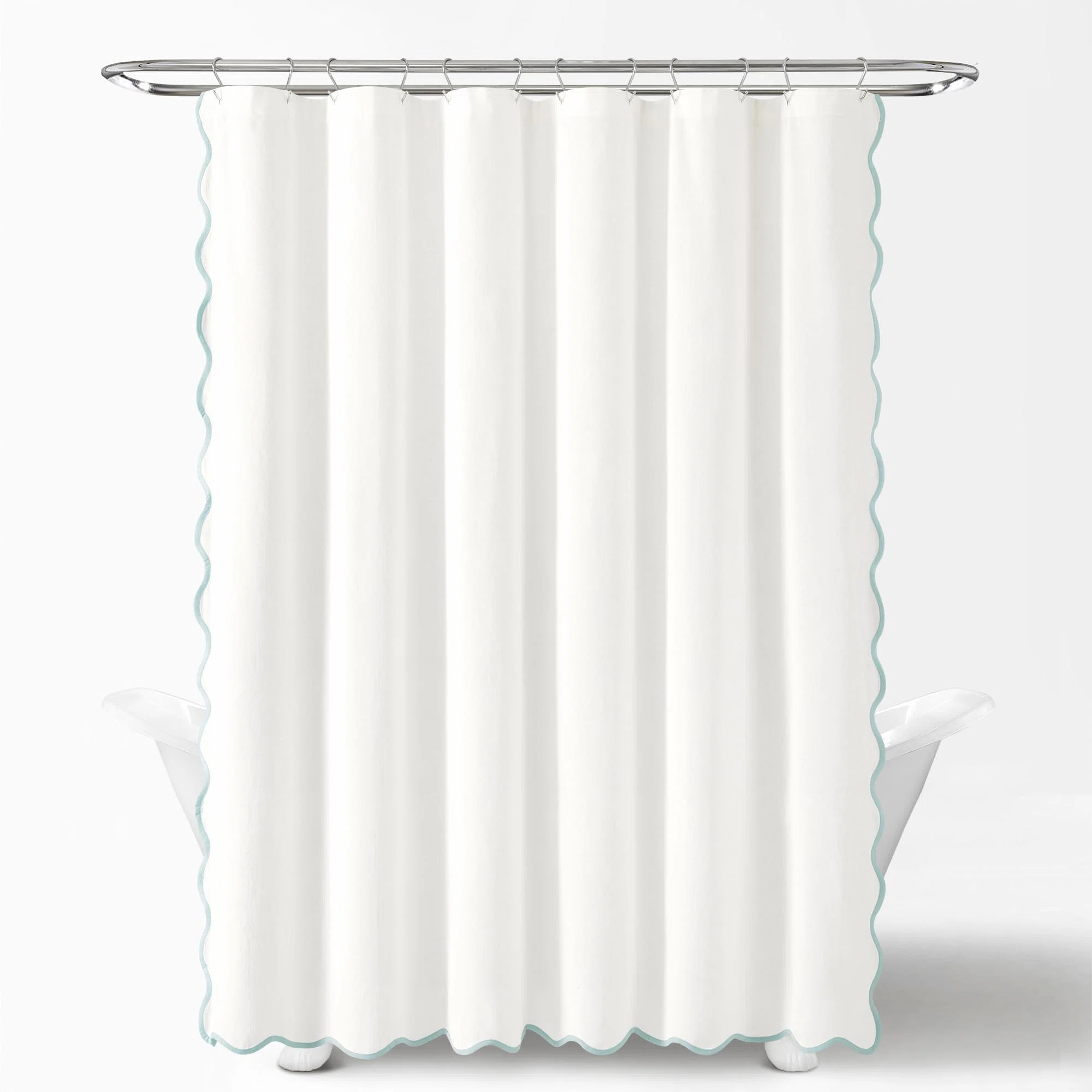 Coastal Chic Scalloped Edge Linen Textured Shower Curtain | Wayfair North America