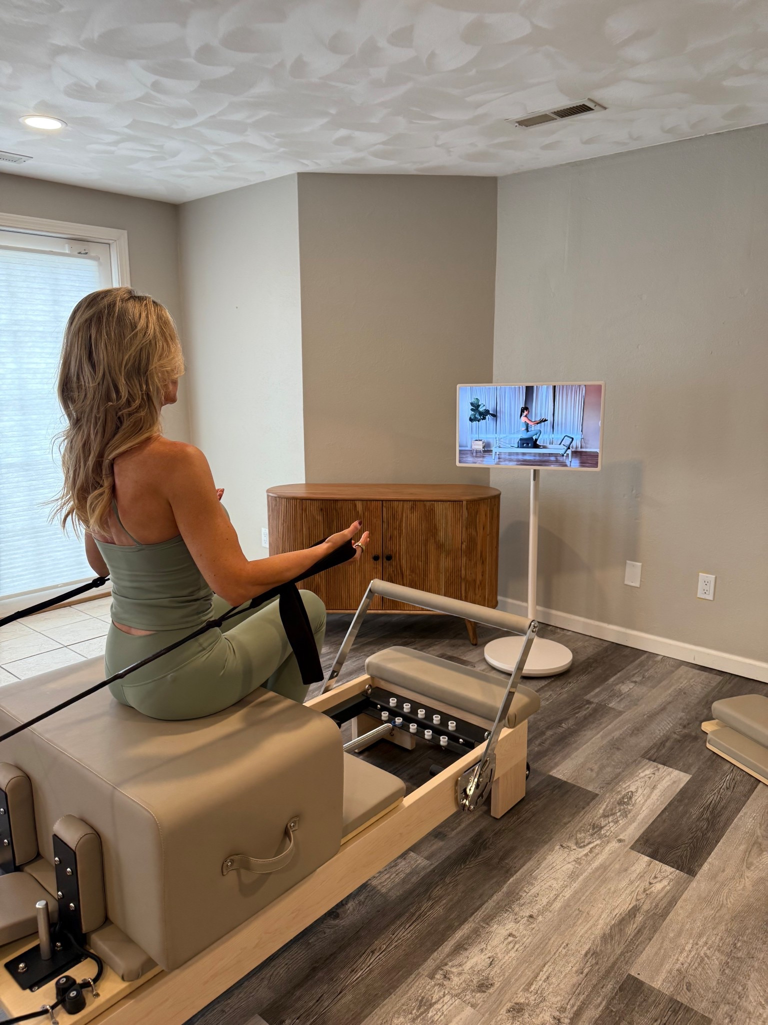 Pilates at home. 🫶 This portable TV  has become a family favorite.

#LTKfitnessgoals #LTKActive #LTKselfcare