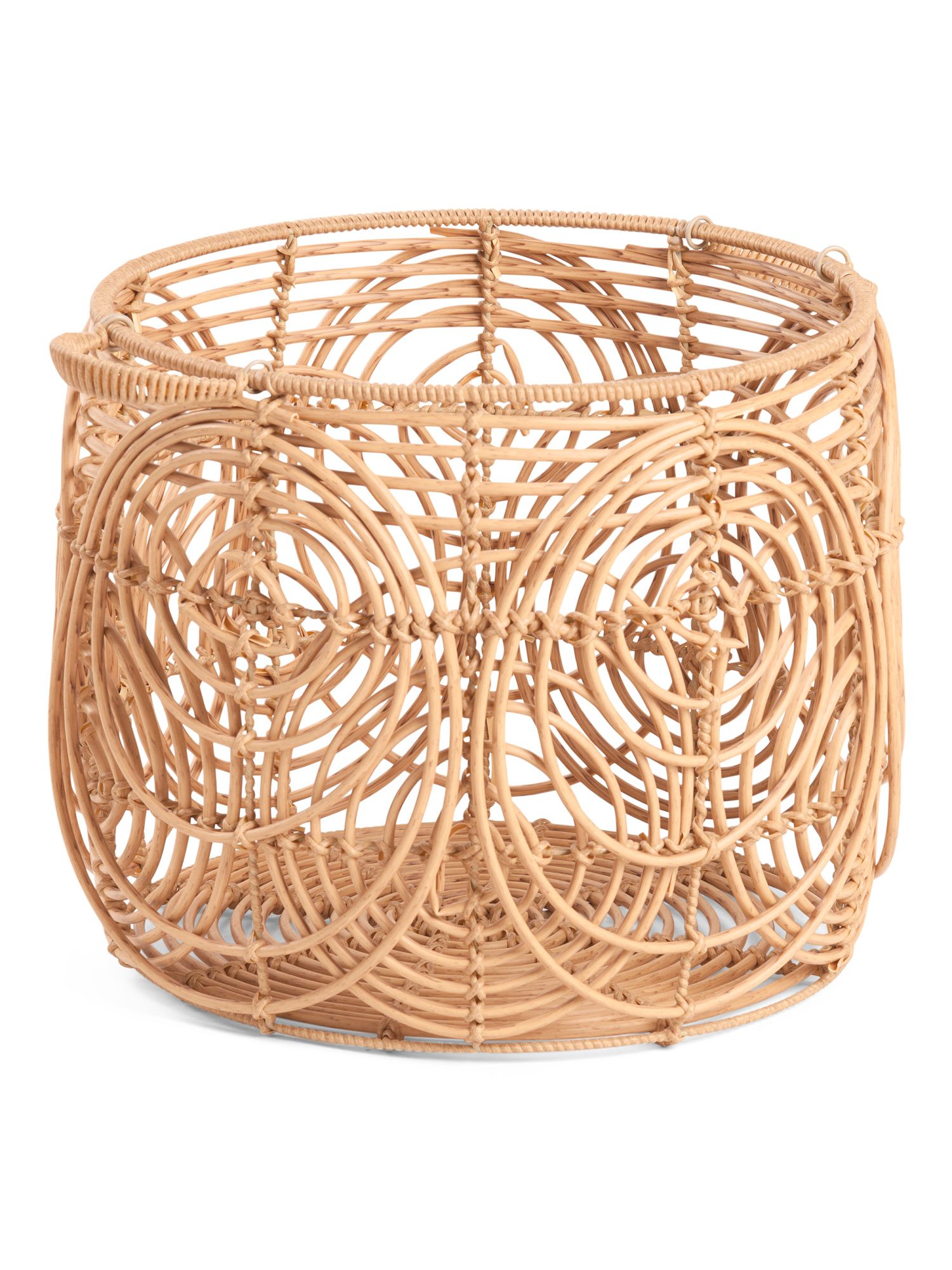 Xl Round Lt Brown Basket With Handles | TJ Maxx