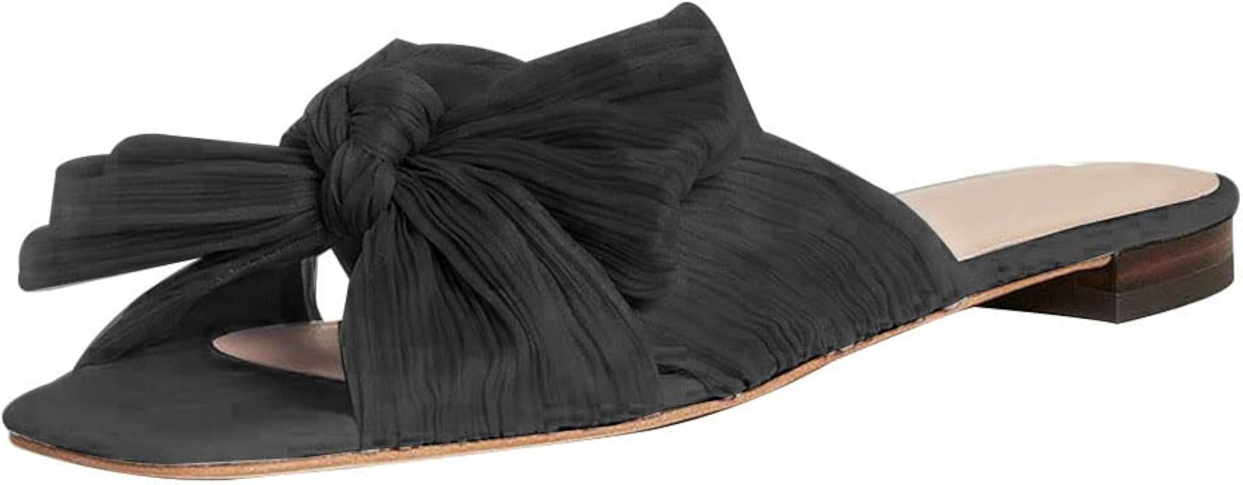 Vimisaoi Women's Flat Sandals Comfortable Open Toe Slip On Pleated Bow Slide Sandals Bridal Wedding  | Amazon (US)