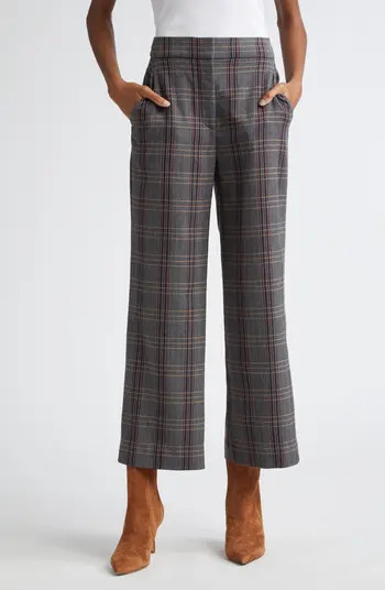 Veronica Beard Brixton Plaid Wide Leg Ankle Pants | Nordstrom | Nordstrom