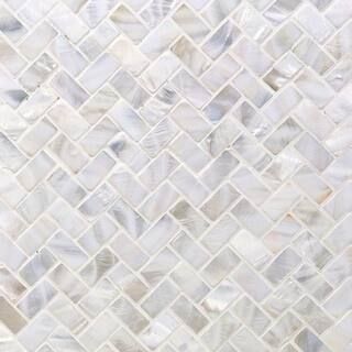 This item: Pacific White Herringbone 11.81 in. x 11.81 in. Pearl Shell Mosaic Tile | The Home Depot