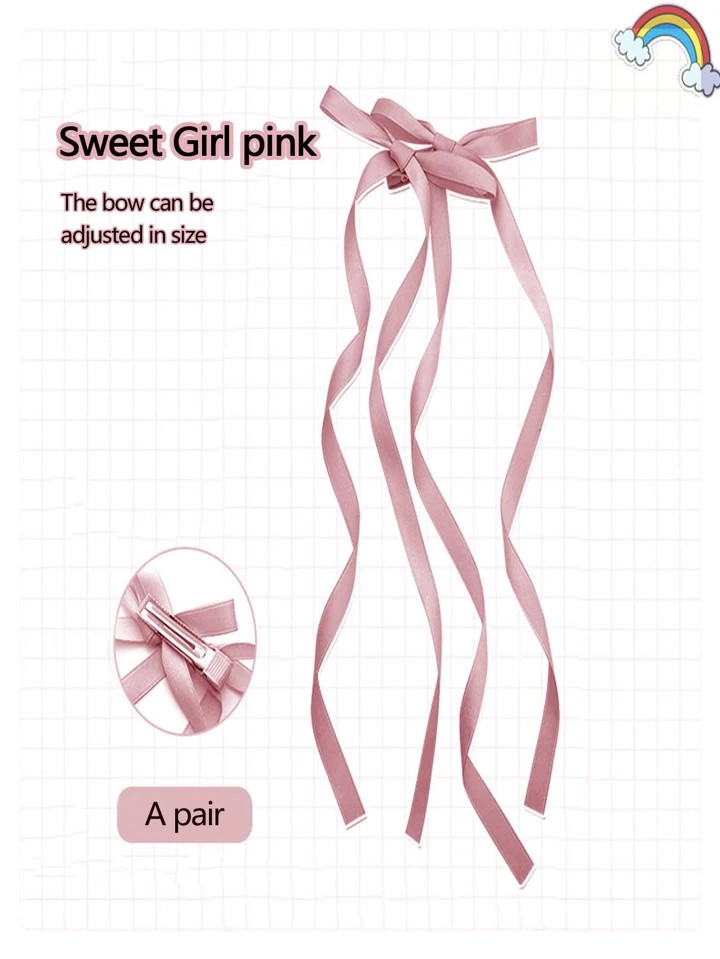 2pcs Lady super fairy sweet girl bow hair clip hair ribbon hair accessories double ponytail braid... | SHEIN