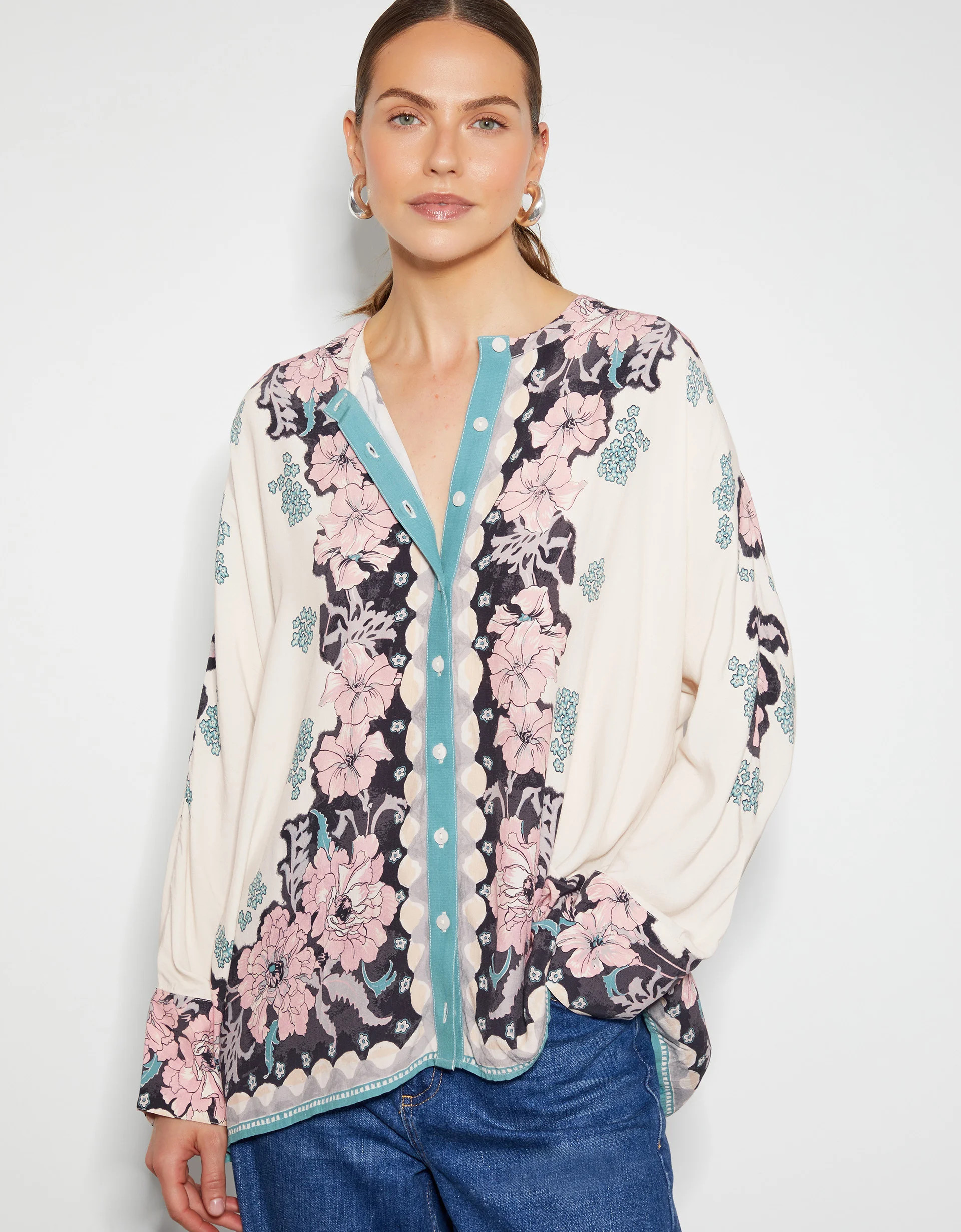 Katrina Floral Long Sleeve Blouse Ivory | Monsoon (UK)