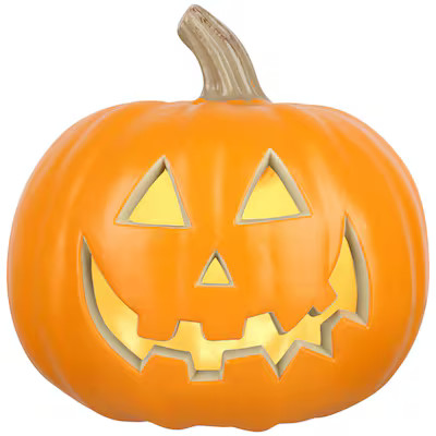 Haunted Living 9-in Lighted Orange Happy Face Jack-o-Lantern Pumpkin Decoration | Lowe's