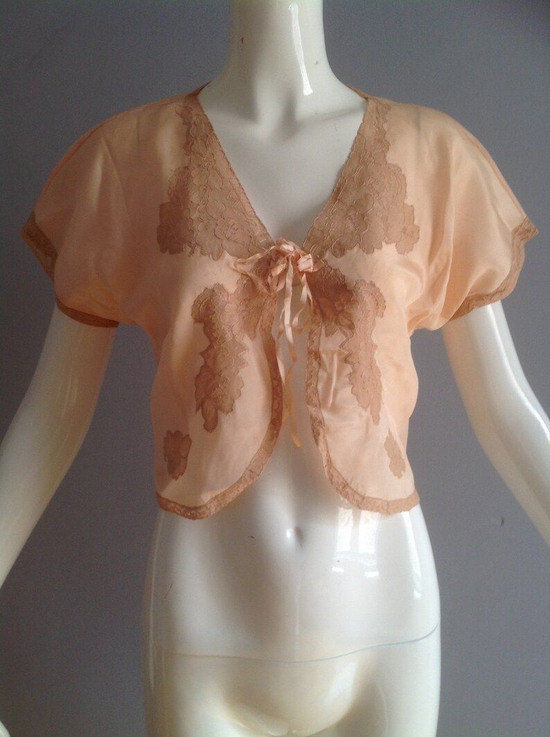 Vintage 50s  Lace Bed Jacket ~ Peach Cropped Lingerie Shell ~  Retro  Lounge Wear | Etsy (US)