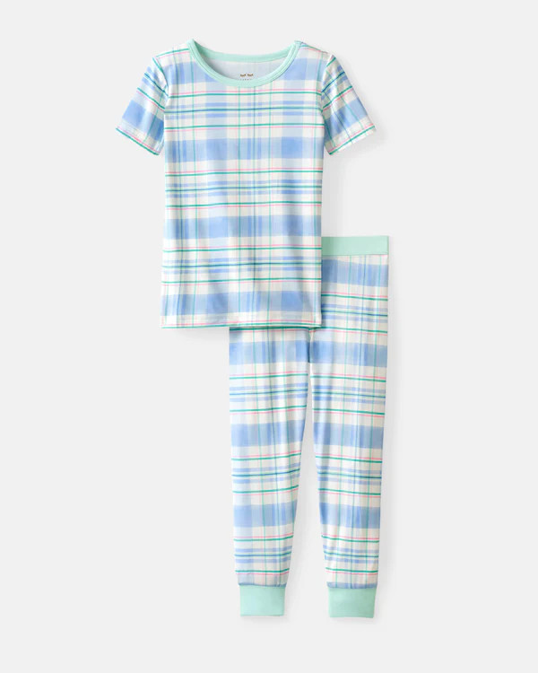 Springtime Plaid Two-Piece Pajama Set | Little Sleepies