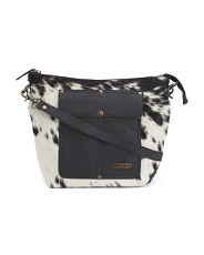 Made In Usa Cow Leather Front Pocket Hobo With Hair On Leather | Handbags | Marshalls | Marshalls