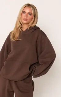 Chocolate Oversized Pull Over Hoodie | PrettyLittleThing USA | PrettyLittleThing US