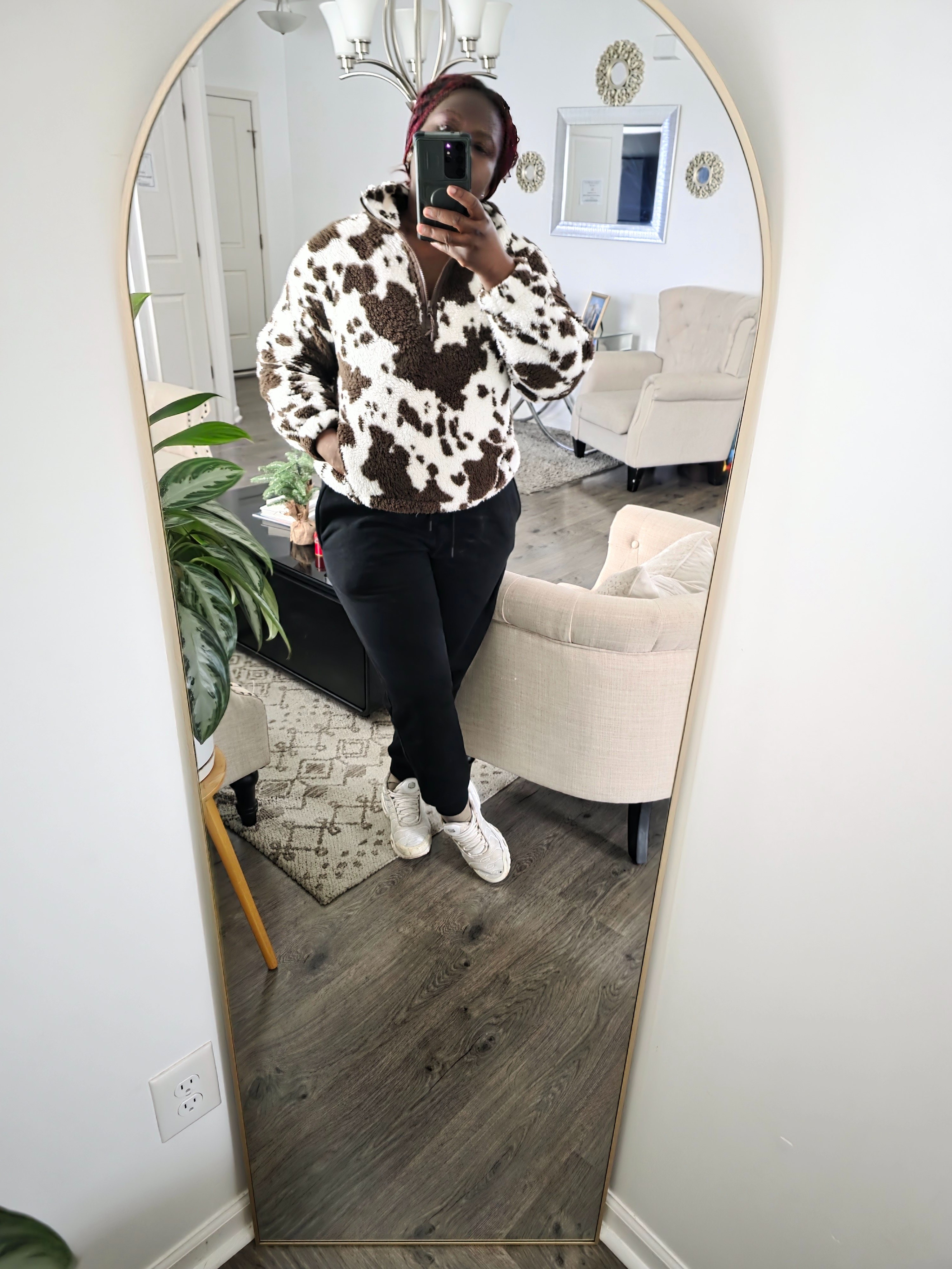 Cow print top.#Cozy #winterstyle 

