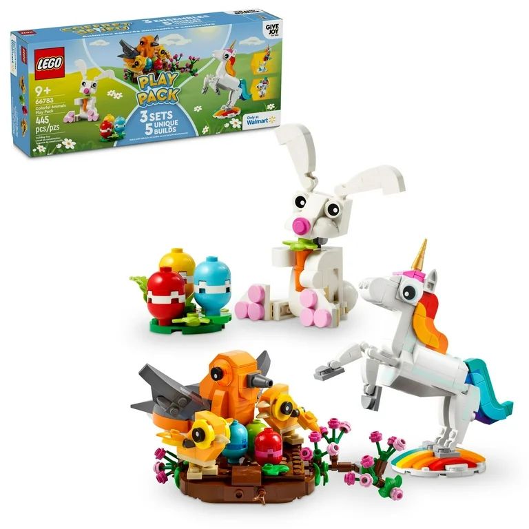 LEGO Colorful Animals Play Pack Easter Gift Idea, 5 Animal Builds in 1 Box: Easter Bunny, Unicorn... | Walmart (US)