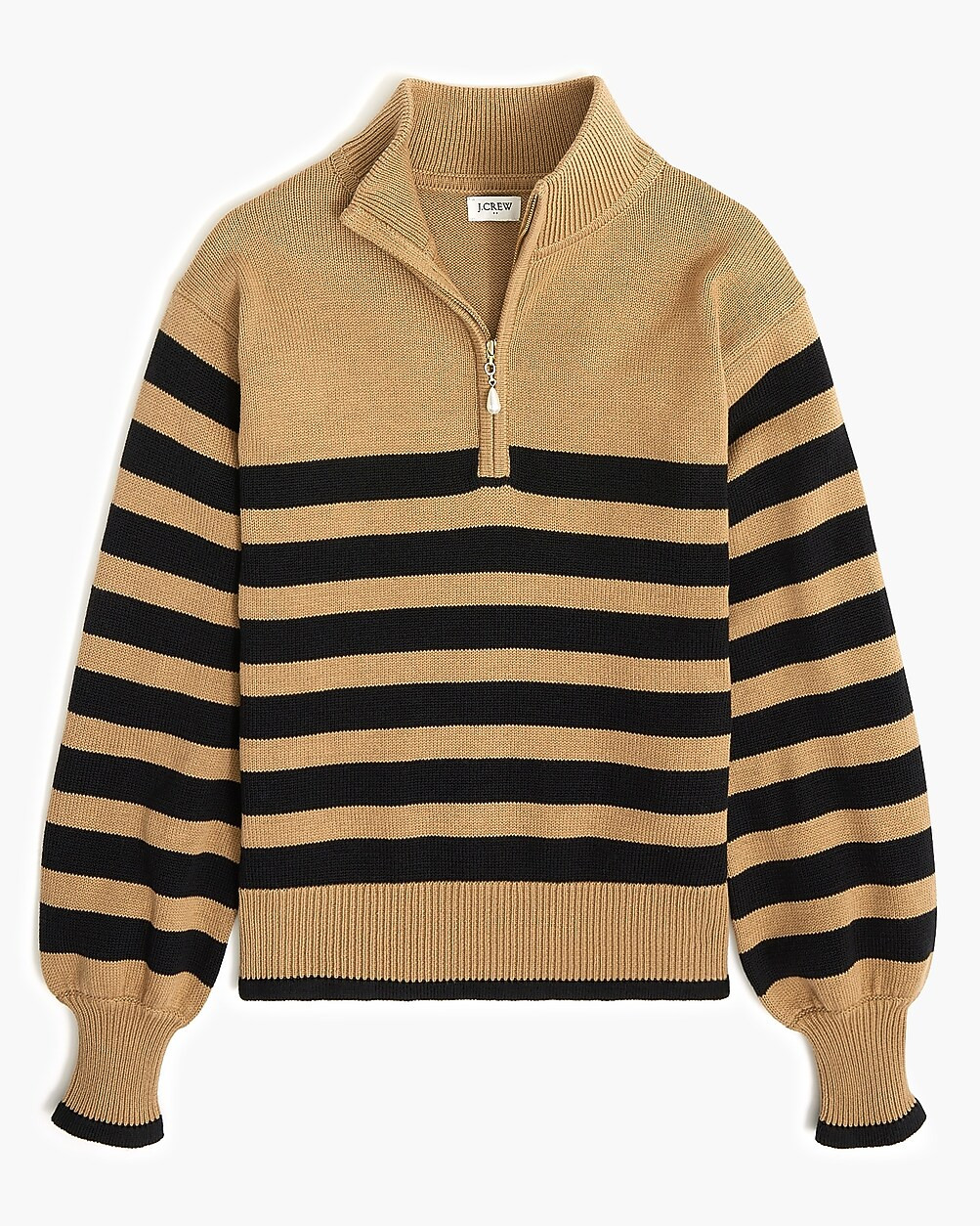 Striped half-zip sweater with pearl zipper | J.Crew Factory