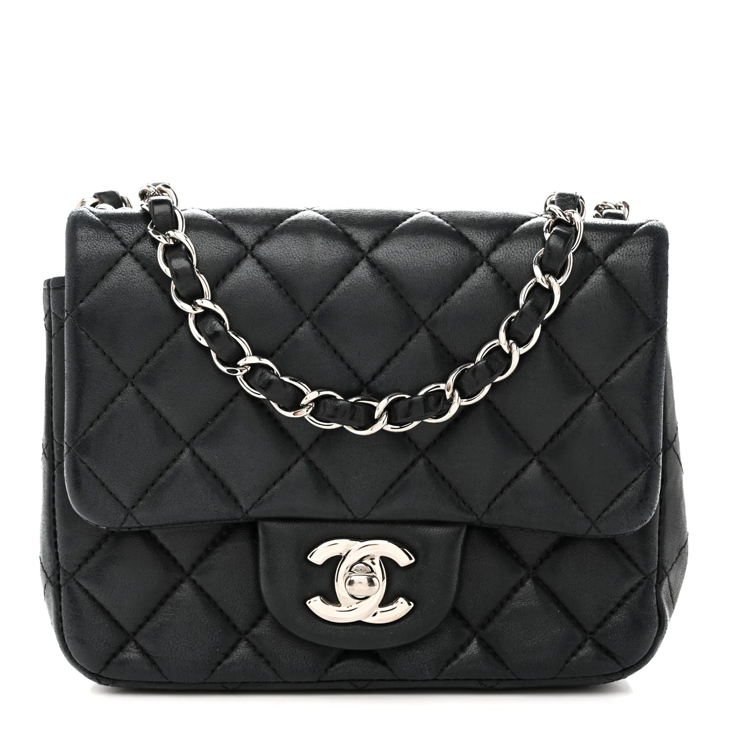 Chanel Lambskin Quilted Mini Square Flap Black 1878768 | FASHIONPHILE (US)