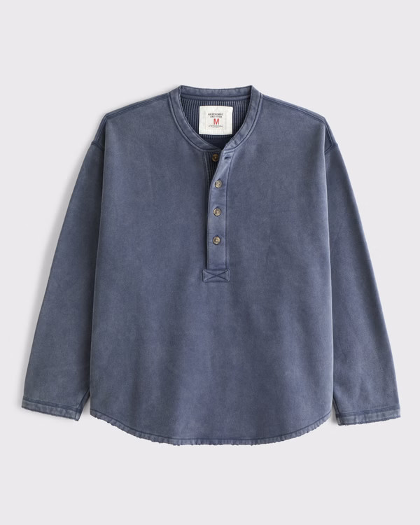 Men's Henley Sweatshirt | Men's Tops | Abercrombie.com | Abercrombie & Fitch (US)