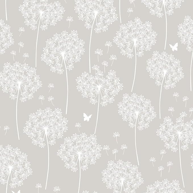Wall Pops NU1651 Dandelion Gray Peel And Stick Wallpaper | Amazon (US)
