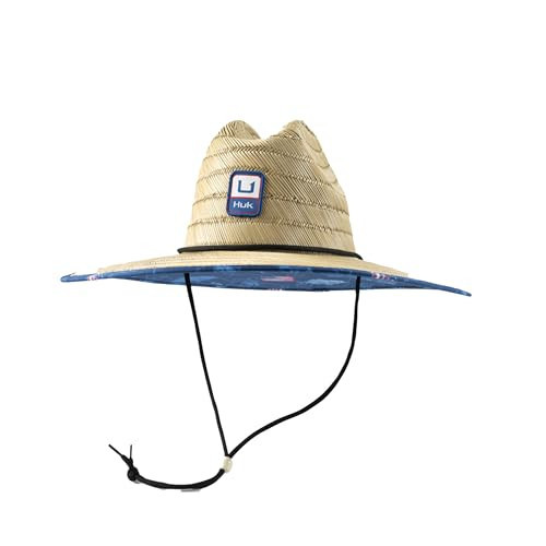 HUK Straw, Wide Brim Beach Hat for Men, Fish and Flags-Set Sail, One Size | Amazon (US)