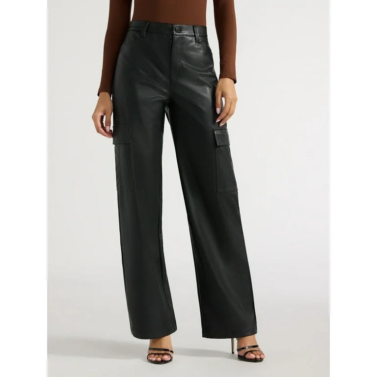 Sofia Jeans Women's Relaxed Straight Super High Rise Cargo Pants, 32.5" Inseam, Sizes 0-20 | Walmart (US)