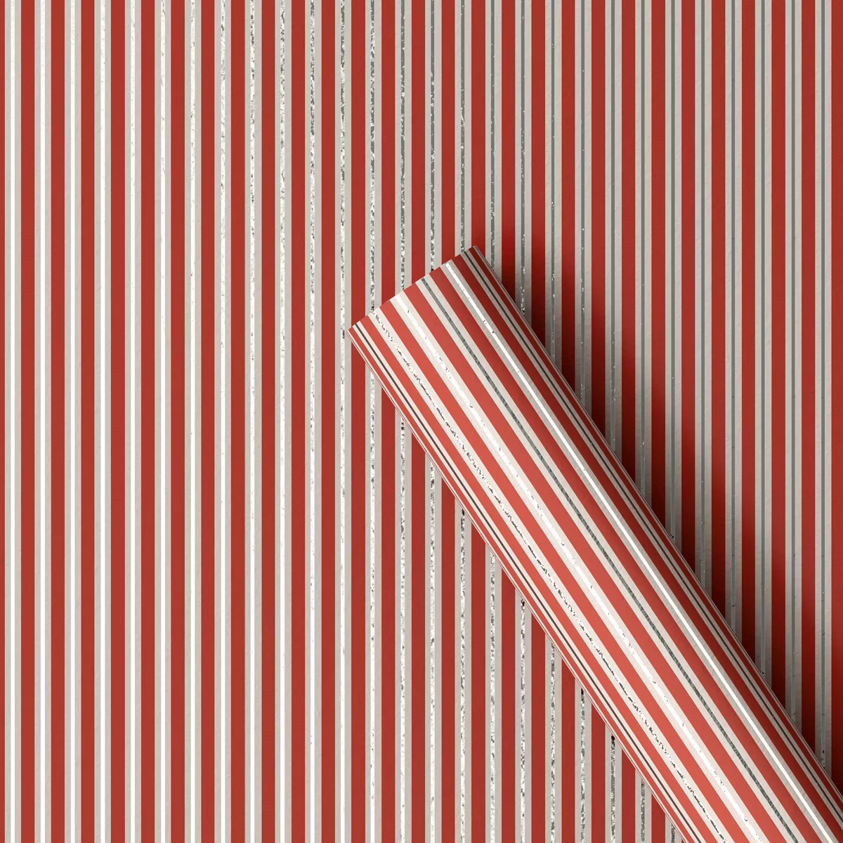 30" 20 sq ft Christmas Roll Wrap Red/White/Silver Stripes - Wondershop™ | Target