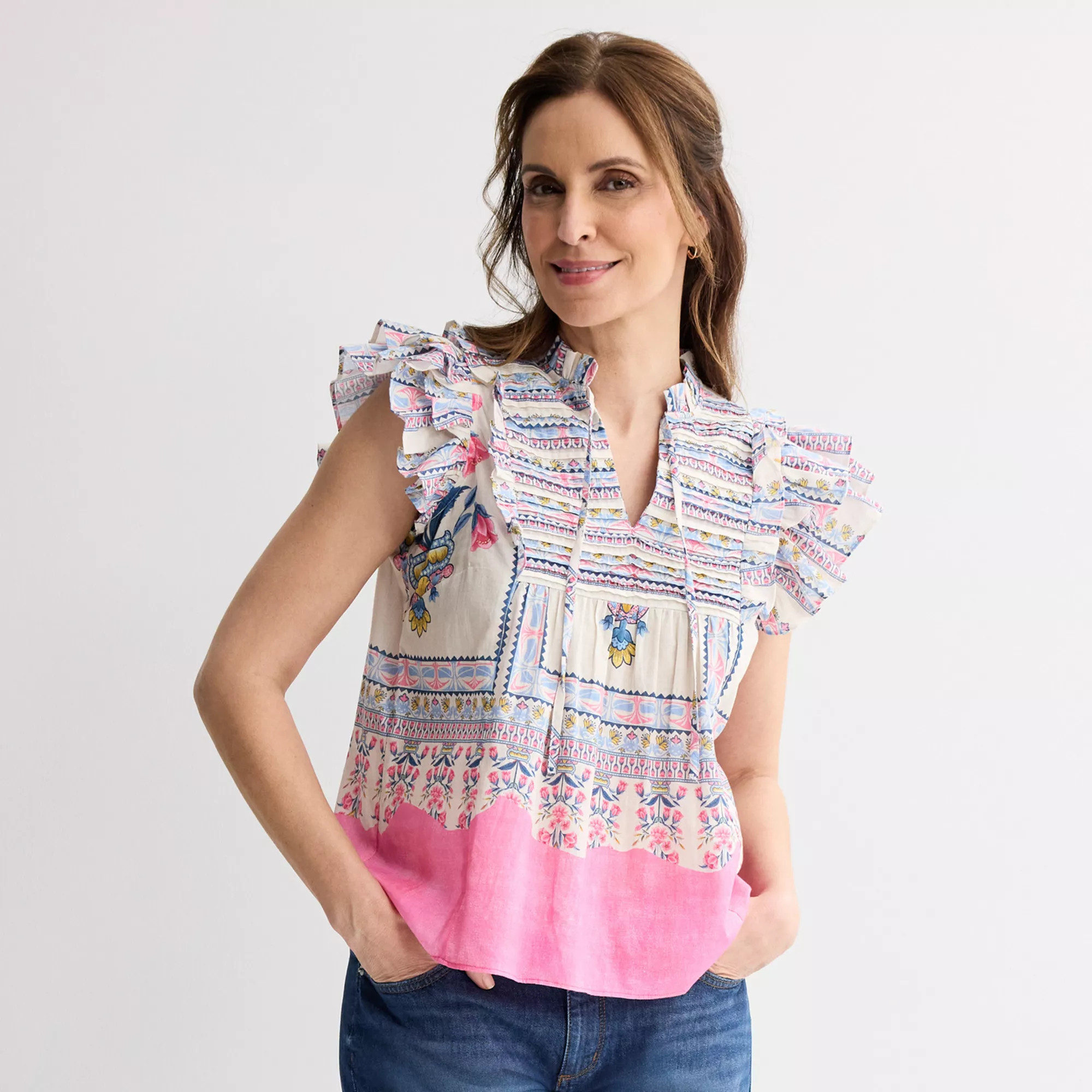 Women's Farmers Market Flounce Sleeve Blouse | Kohl's