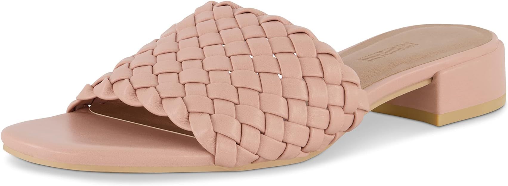 CUSHIONAIRE Women's Nerida woven low block heel sandal +Memory Foam | Amazon (US)