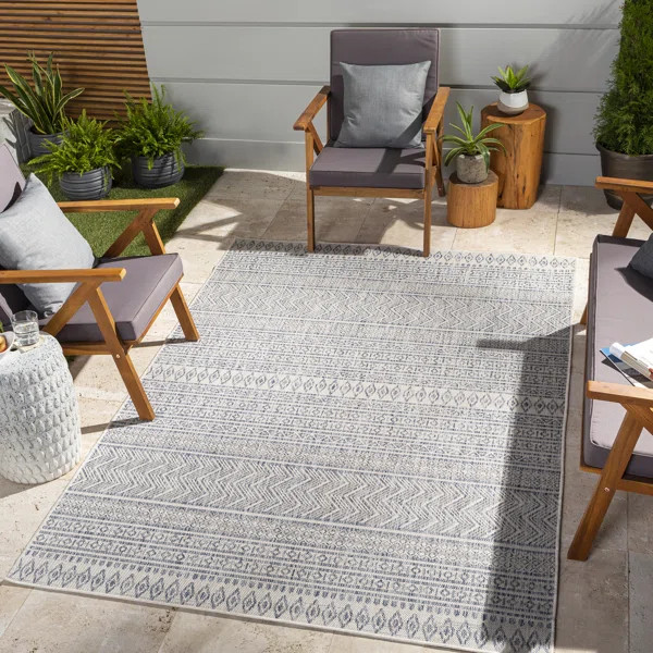 Mendota Tribal Gray Indoor/Outdoor Area Rug | Wayfair North America