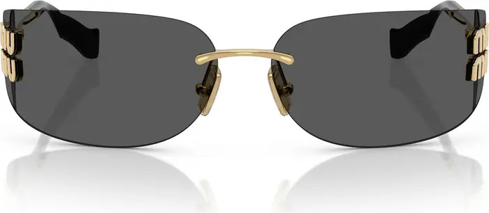 75mm Oversize Rectangular Wrap Sunglasses | Nordstrom
