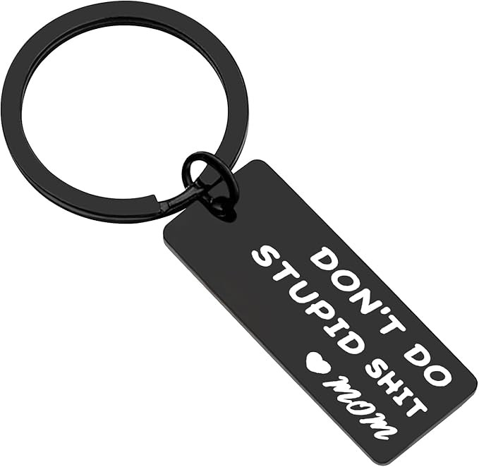 Ortarco Dont Do Stupid Keychain Love Mom, Personalized Stainless Steel Key Chain Gifts for Kids | Amazon (US)