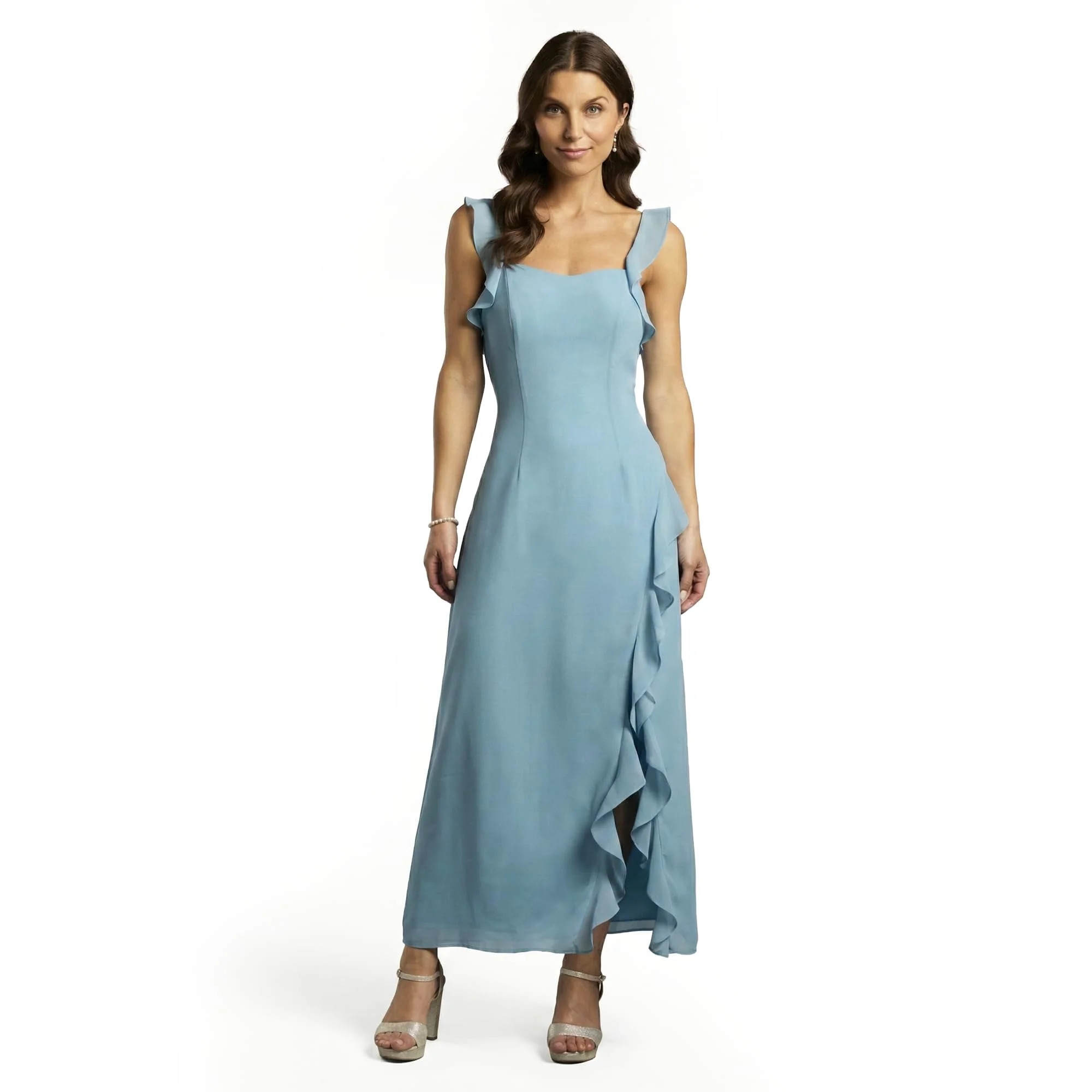 David\u2019s Bridal, The Edit by DB Studio Women's Formal Ruffle Sheath Dress, Ankle Length, Chif... | Walmart (US)
