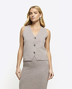 Beige knit waistcoat | River Island (UK & IE)