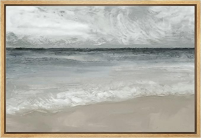 wall26 Framed Canvas Print Wall Art Abstract Gold Sunset Ocean Wave Horizon Nature Wilderness Ill... | Amazon (US)