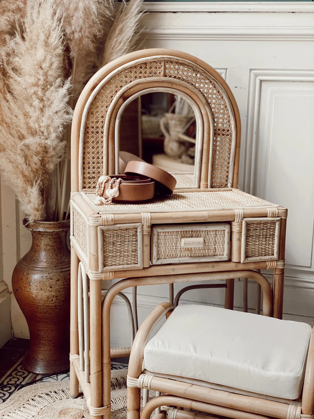 Luna Rattan Dressing Table - Etsy UK | Etsy (UK)