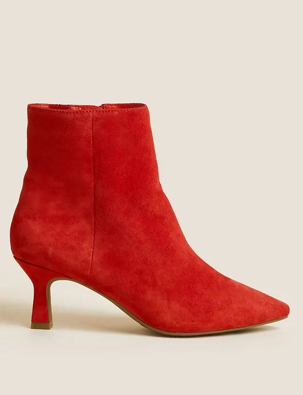 Wide Fit Suede Kitten Heel Ankle Boots | M&S Collection | M&S | Marks & Spencer (UK)